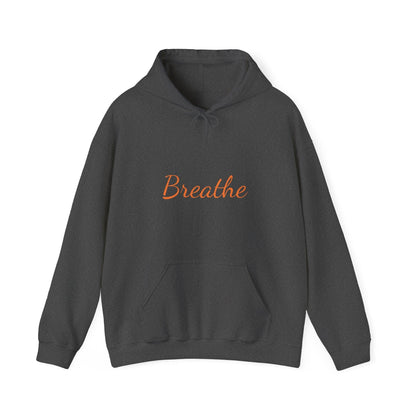 Grey Unisex with Orange Breathe Logo Hoodie - Perfect for Travel, Meditation, Mindfulness and daily wear.