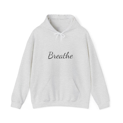 White Unisex with Black Breathe Logo Hoodie - Perfect for Travel, Meditation, Mindfulness and daily wear.
